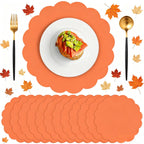 60 Pcs Light Pink Paper Placemats, 13.5 Inch Disposable Scalloped Placemat