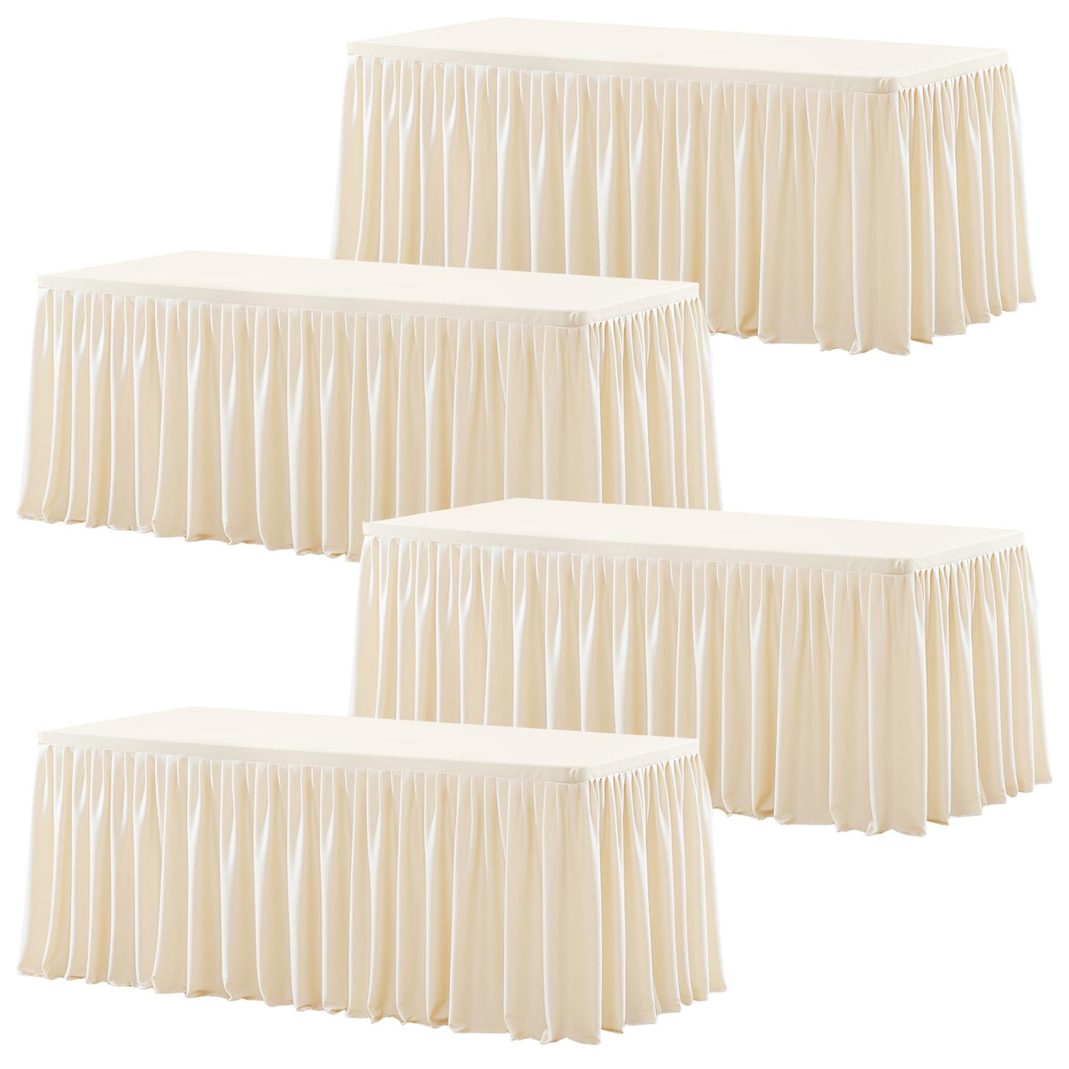 Wish Care 2 Pack Champagne Rectangle Table Clothes for 6 Foot Tables, Polyester Fitted Tablecloths 6t Stretch Table Cover for Wedding, Birthday, Parties, Trade Show, Craft Show