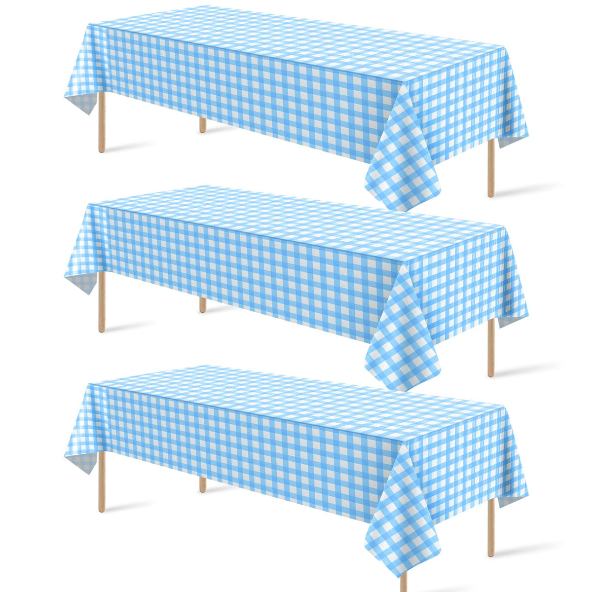 12Pack Sage Green Plastic Checkered Tablecloth, Premium Decorative Disposable Sage Green Gingham Plaid Table Cloths for Parties, Rectangle Party Table Cover for Picnic Birthday Wedding, 54x108 Inch