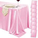 4 Pack Ivory Satin Tablecloth 58 x 102 Inch Overlay Seamless Design