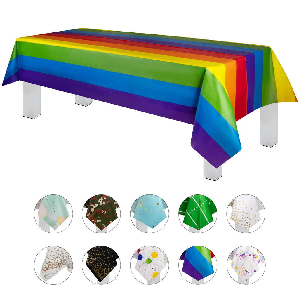 Grandipity Plastic Table Cloth Disposable 12 Pack 54” x 108” Rectangle