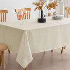 Amazon Basics Thin Rectangle Tablecloth, Water-Resistant Textured Fabric, Wrinkle Resistant, Washable Decorative Table Cover for Dining, Parties, 60" x 84", White, Pack of 1