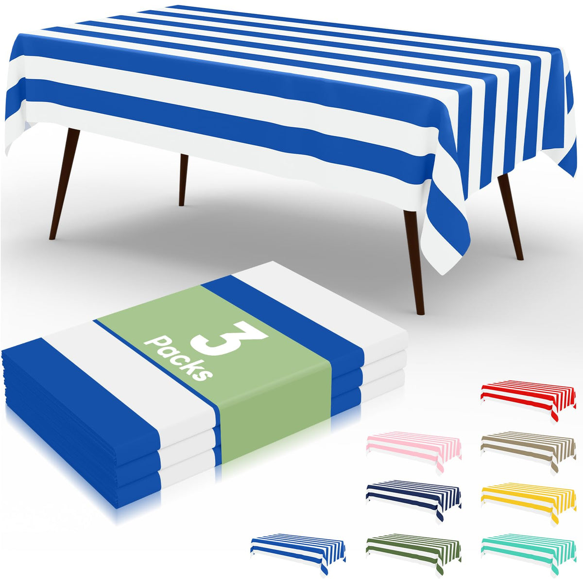 misaya 3 Packs Striped Disposable Table Cloth, 54 x 108 Inch Waterproof Rectangle Tablecloth, Leakproof & Sturdy Decorative Table Covers for Picnic, Party, Back to School and Outdoor, Yellow and White