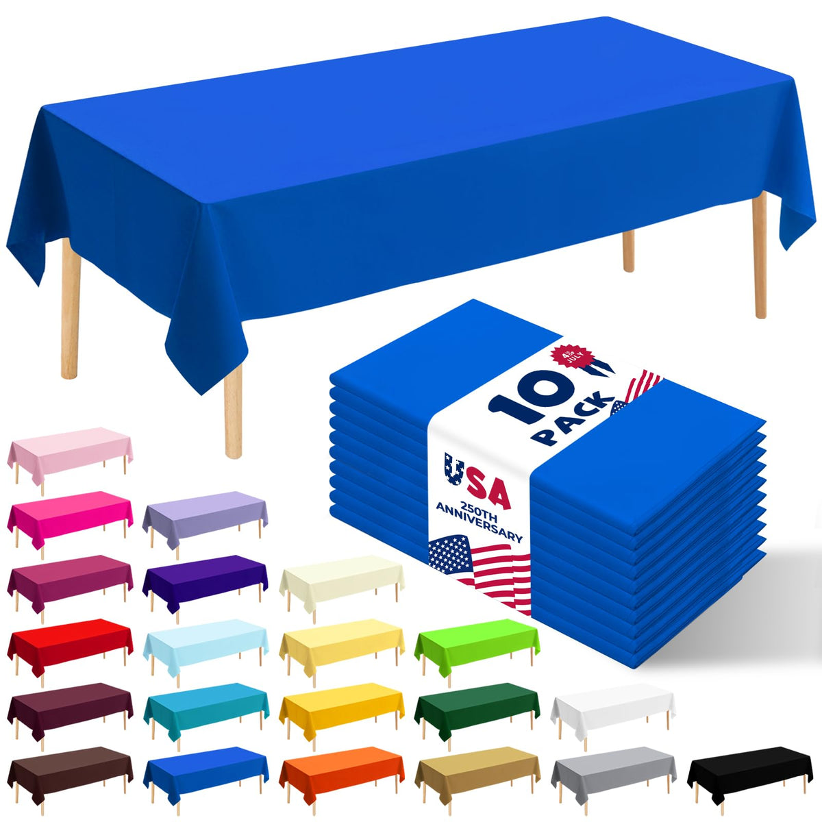10 Pack Silver Grey Plastic Tablecloth 54x108 Inch Disposable Waterproof Rectangle Table Cover for Party Birthday Wedding Picnic Outdoor