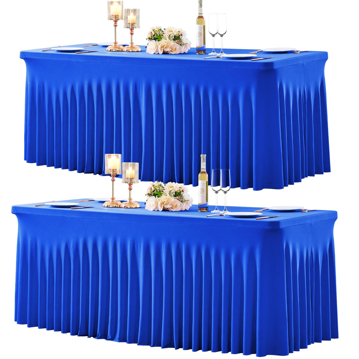 gogoparti 2 Pack Spandex Beige Fitted Table Cloth for 6ft Rectangle Tables Beige Stretch Tablecloth Table Covers Skirt Banquet Wrinkle Free Tablecloths for Parties Wedding