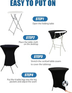 Cocktail Table Covers - 6 Pack 32x43 Inch Table Cloth - Black