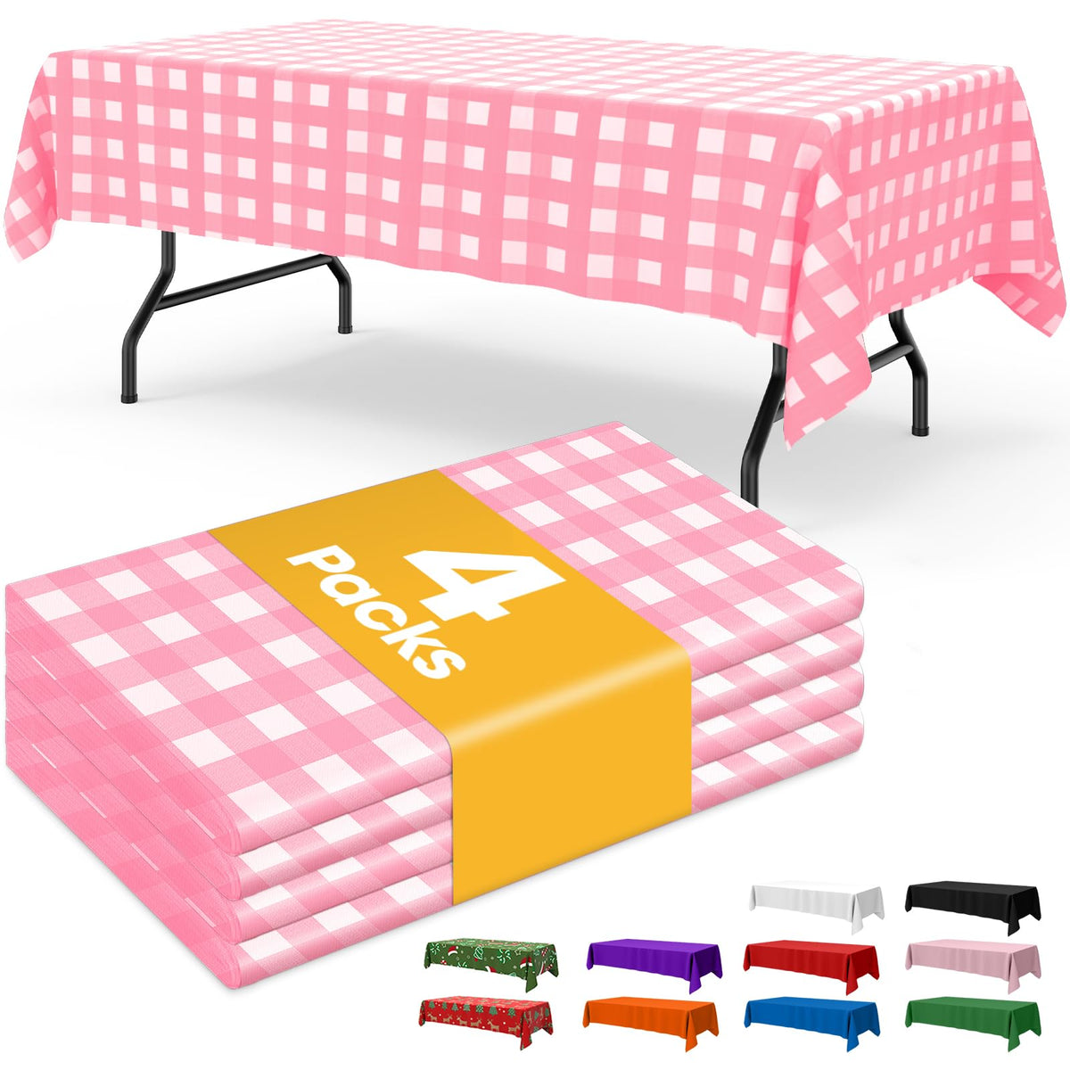 Niuara Ivory Plastic Table Cloth Disposable, 4 Pack, 54 x 108 in