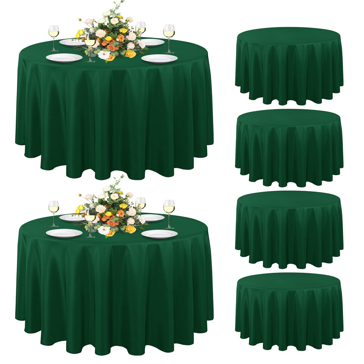 sancua 90 Inch Round Tablecloth Fit 30-72 Inch Tables, White 6 Pack Circle