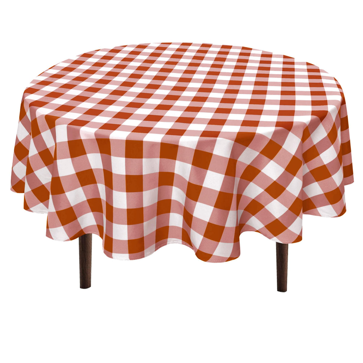 Hiasan Checkered Round Tablecloth 60 Inch Waterproof, Red and White