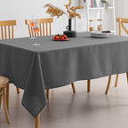 Amazon Basics Thin Rectangle Tablecloth, Water-Resistant Textured Fabric, Wrinkle Resistant, Washable Decorative Table Cover for Dining, Parties, 60" x 84", White, Pack of 1