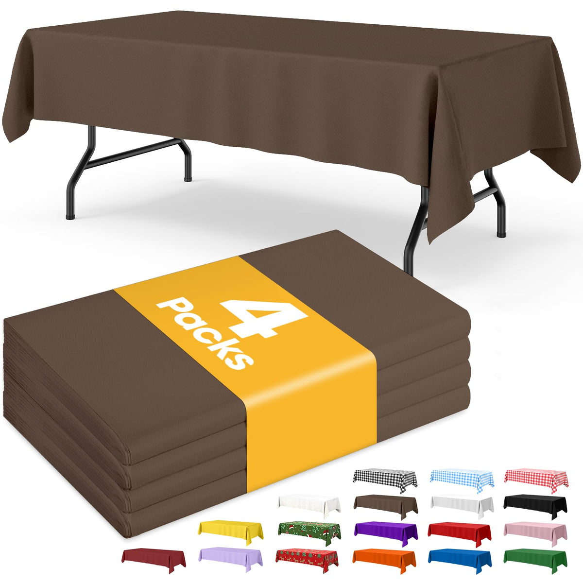 Niuara Ivory Plastic Table Cloth Disposable, 4 Pack, 54 x 108 in