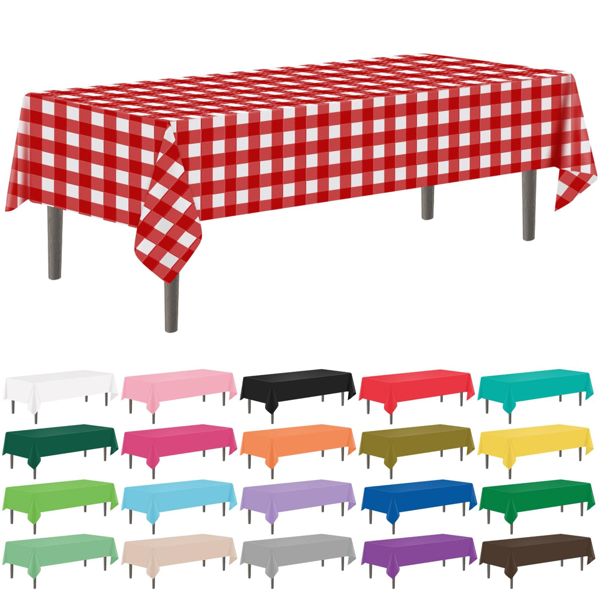 YSYJ 12 Pack Beige 54 x 108 Inch Disposable Plastic Tablecloths Rectangular Table Cloth Plastic Table Cover for Parties