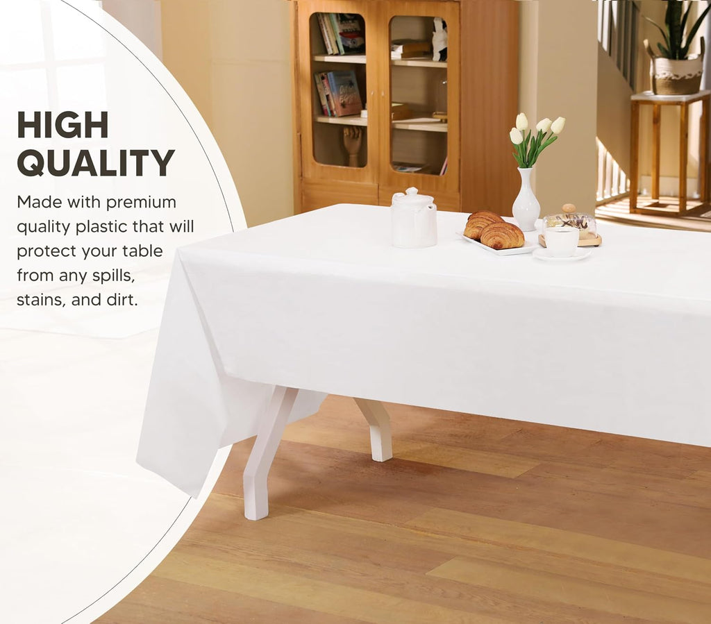 Utopia Kitchen Plastic Table Cloth Disposable [White, 12 Pack]