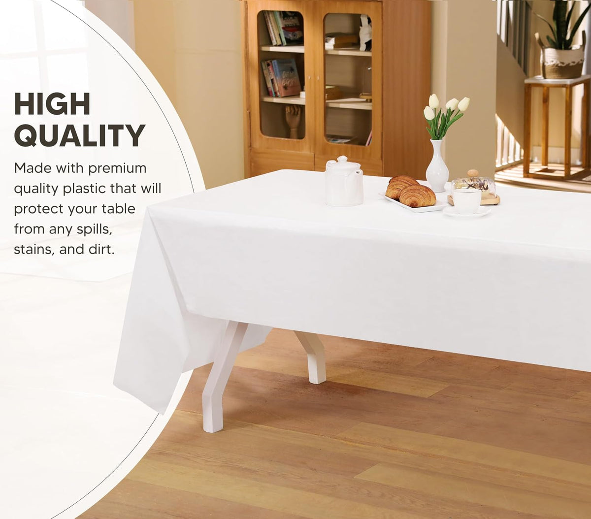 Utopia Kitchen Plastic Table Cloth Disposable [White, 12 Pack]