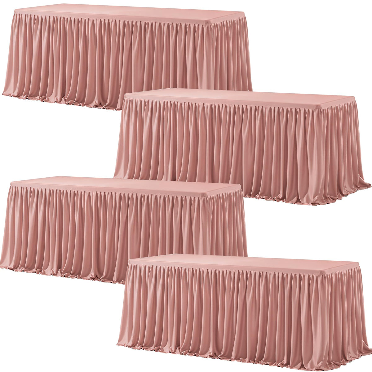 Wish Care 2 Pack Champagne Rectangle Table Clothes for 6 Foot Tables, Polyester Fitted Tablecloths 6t Stretch Table Cover for Wedding, Birthday, Parties, Trade Show, Craft Show