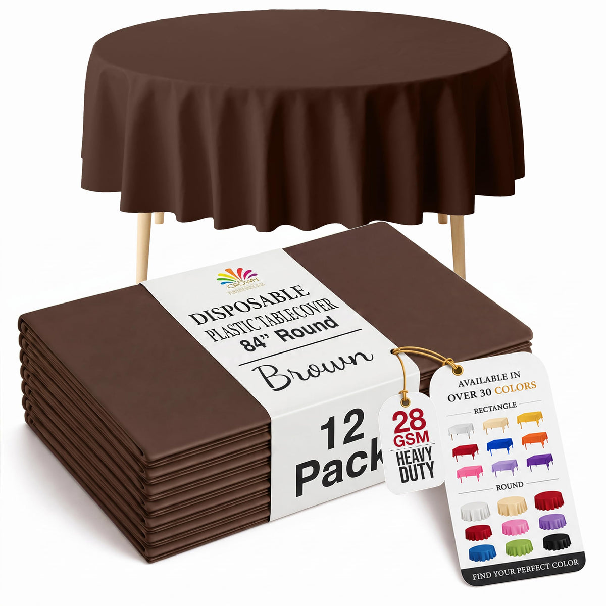 Exquisite Ivory Plastic Table Cloth Disposable 12 Pack, 54 x 108 Inch