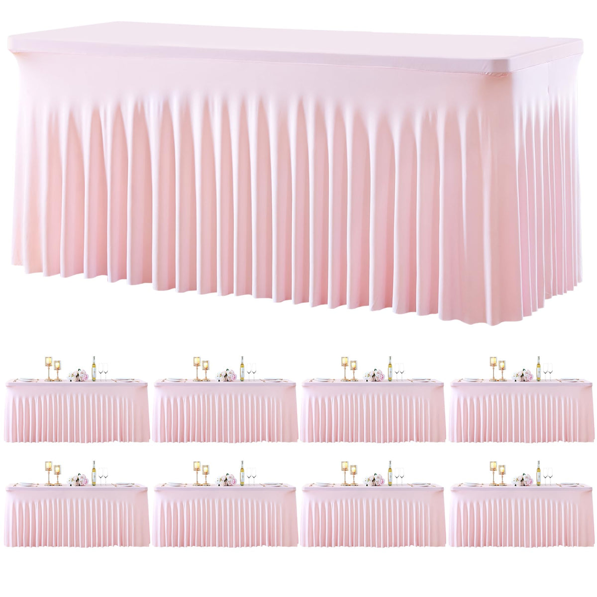 gogoparti 2 Pack Spandex Beige Fitted Table Cloth for 6ft Rectangle Tables Beige Stretch Tablecloth Table Covers Skirt Banquet Wrinkle Free Tablecloths for Parties Wedding