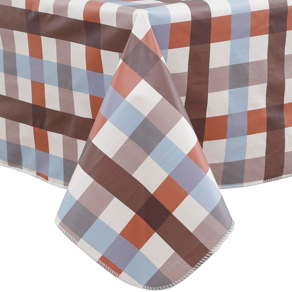 Heavy Duty Vinyl Tablecloth with Flannel Backing Waterproof Oil-Proof Plastic Table Cloth Stain-Resistant Wipeable Rectangle or Square Table Cover for Indoor and Outdoor (Color Checkered,54x54 Inch)