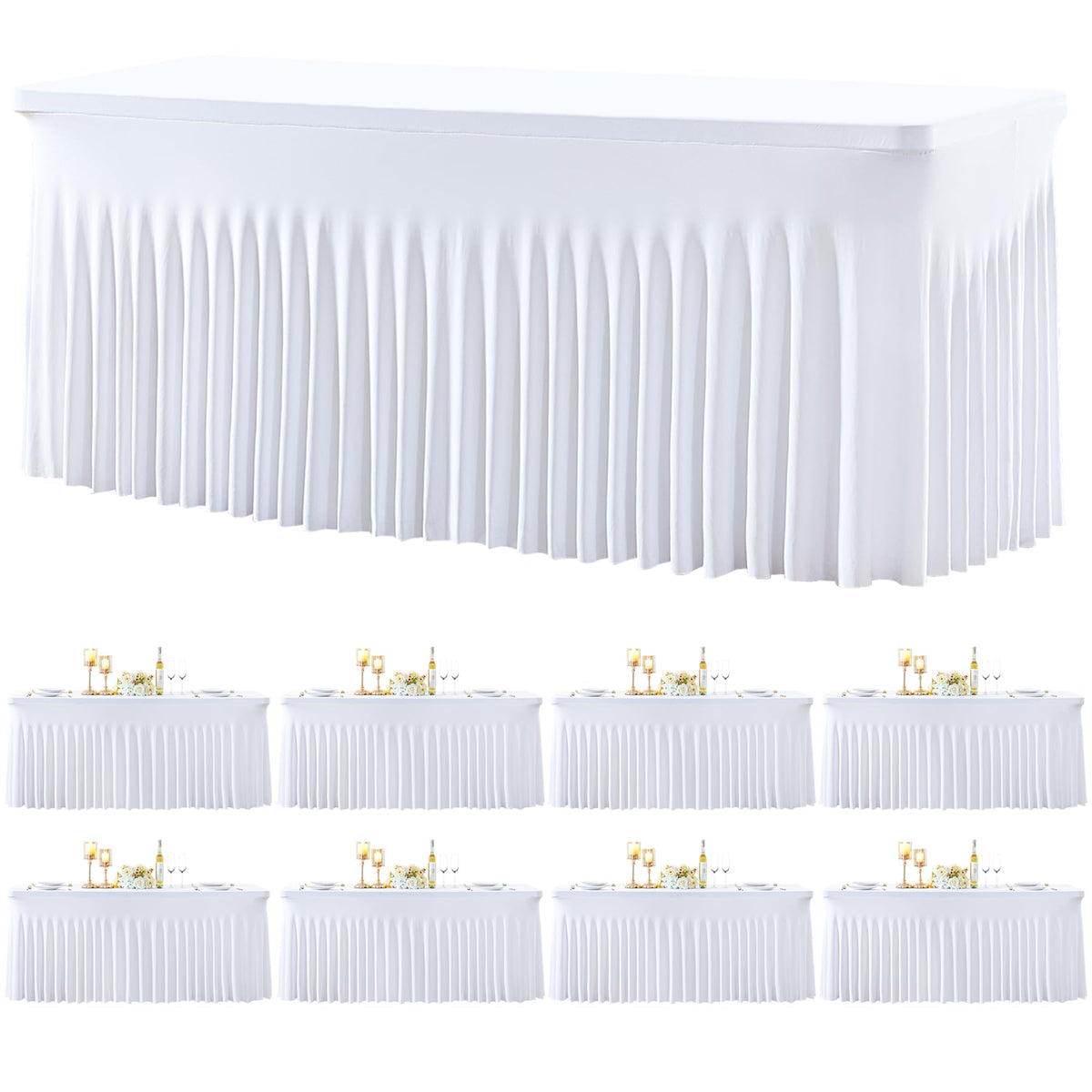 gogoparti 2 Pack Spandex Beige Fitted Table Cloth for 6ft Rectangle Tables Beige Stretch Tablecloth Table Covers Skirt Banquet Wrinkle Free Tablecloths for Parties Wedding