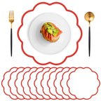 60 Pcs Light Pink Paper Placemats, 13.5 Inch Disposable Scalloped Placemat