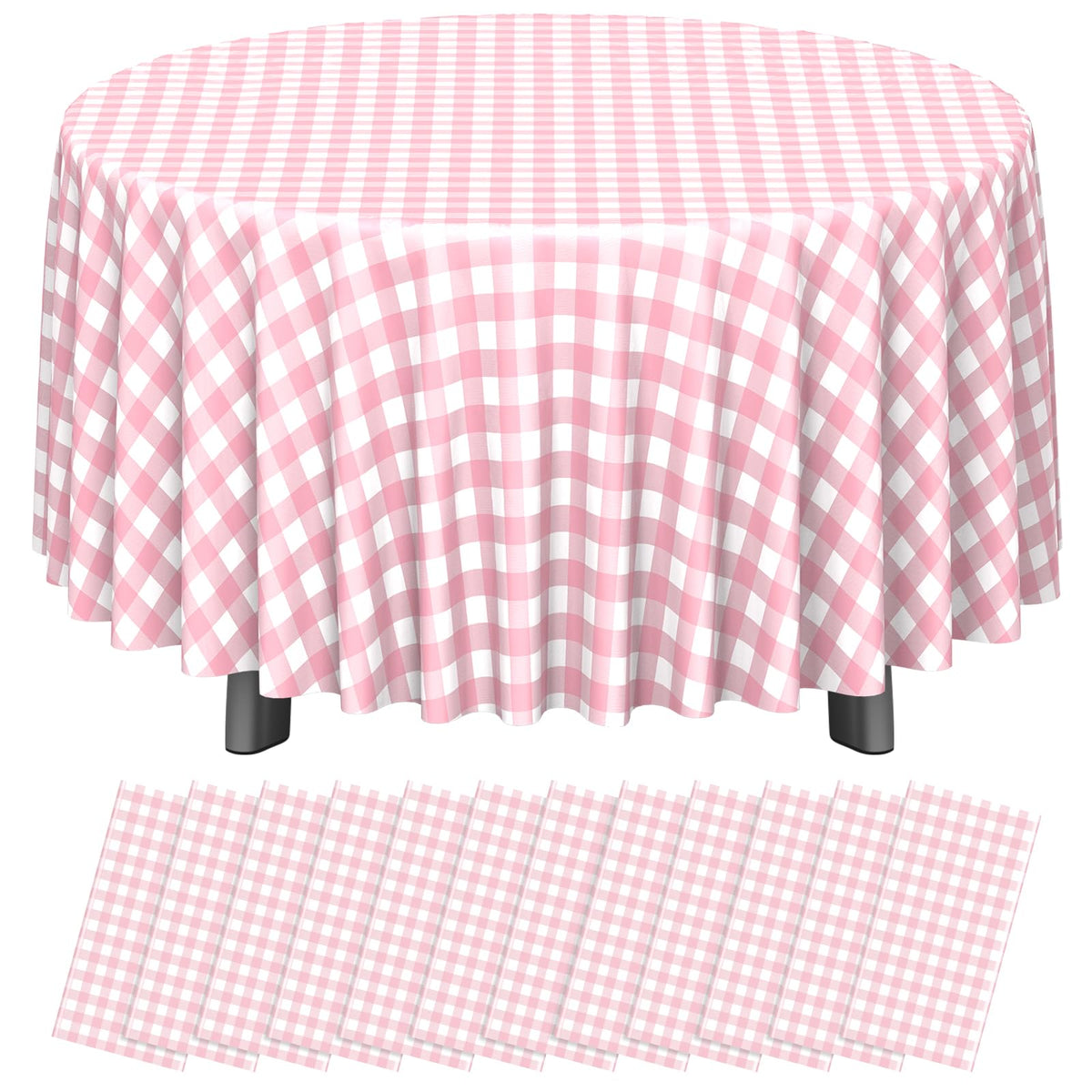 12Pack Sage Green Plastic Checkered Tablecloth, Premium Decorative Disposable Sage Green Gingham Plaid Table Cloths for Parties, Rectangle Party Table Cover for Picnic Birthday Wedding, 54x108 Inch