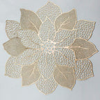Gold Round Placemats for Dining Table Set of 6 Pressed Vinyl Metallic
