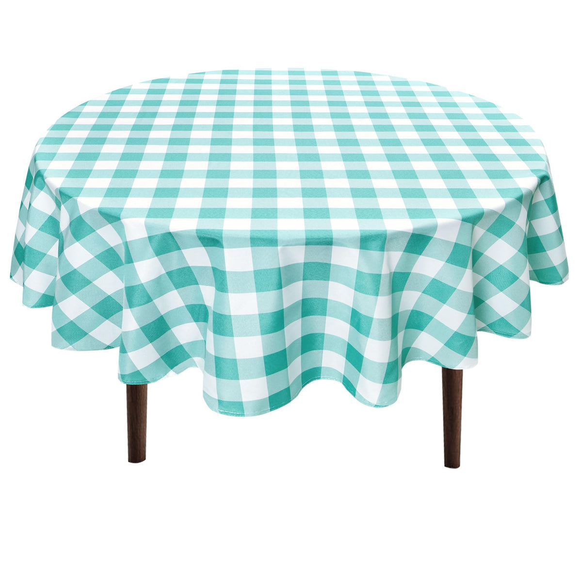 Hiasan Checkered Round Tablecloth 60 Inch Waterproof, Red and White