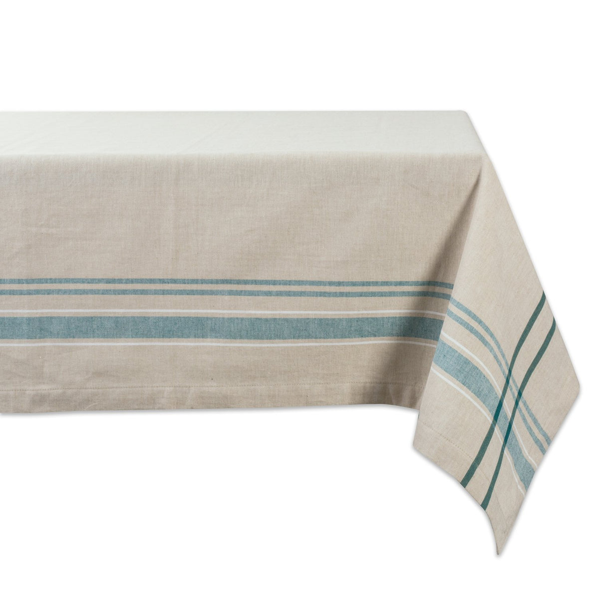 DII French Stripe Tabletop Collection Farmhouse Style Dining Table Linen Tablecloth, 60x84, Blue Chambray
