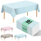 10 Pack Silver Grey Plastic Tablecloth 54x108 Inch Disposable Waterproof Rectangle Table Cover for Party Birthday Wedding Picnic Outdoor