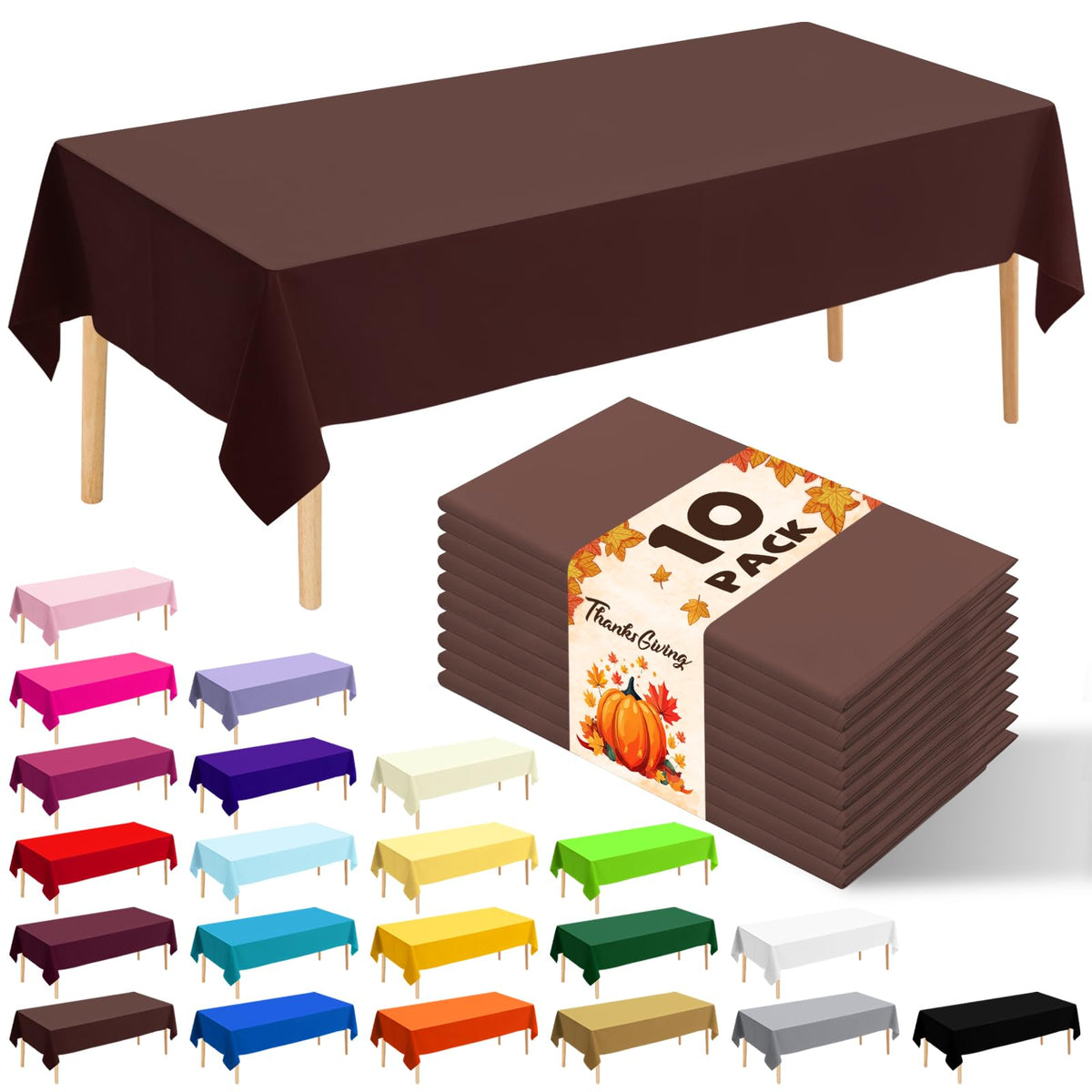 10 Pack Silver Grey Plastic Tablecloth 54x108 Inch Disposable Waterproof Rectangle Table Cover for Party Birthday Wedding Picnic Outdoor