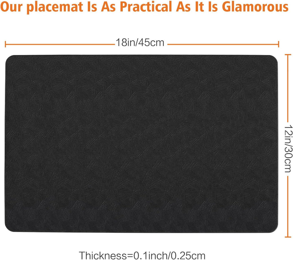 Black Halloween Vinyl Placemats Set of 6 Waterproof Table Mats