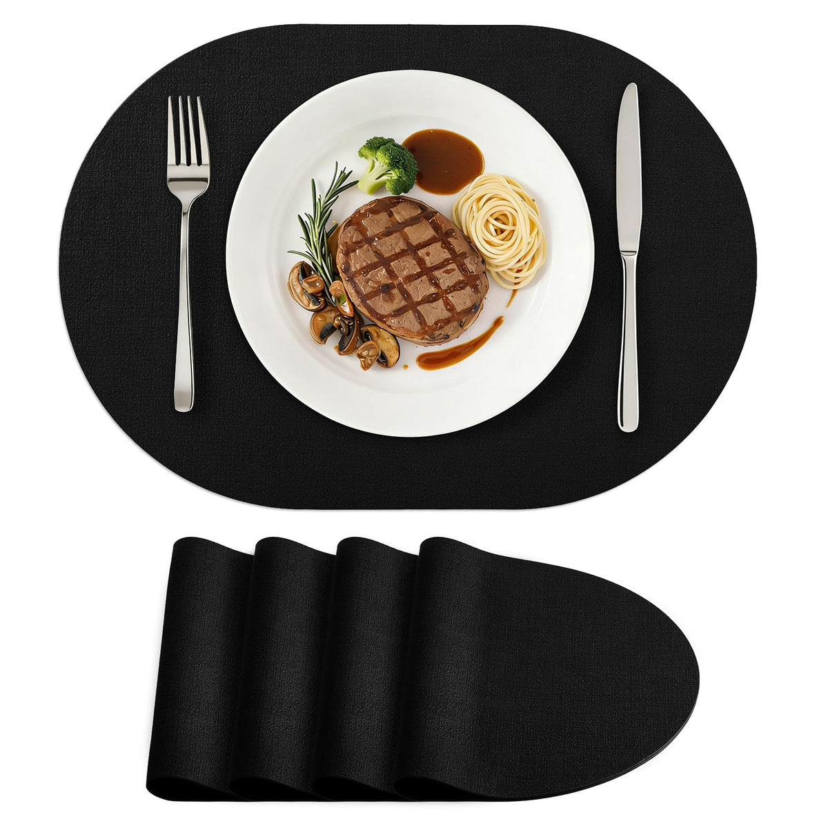 homing Heat Resistant Oval Placemats Set of 6, Light Grey