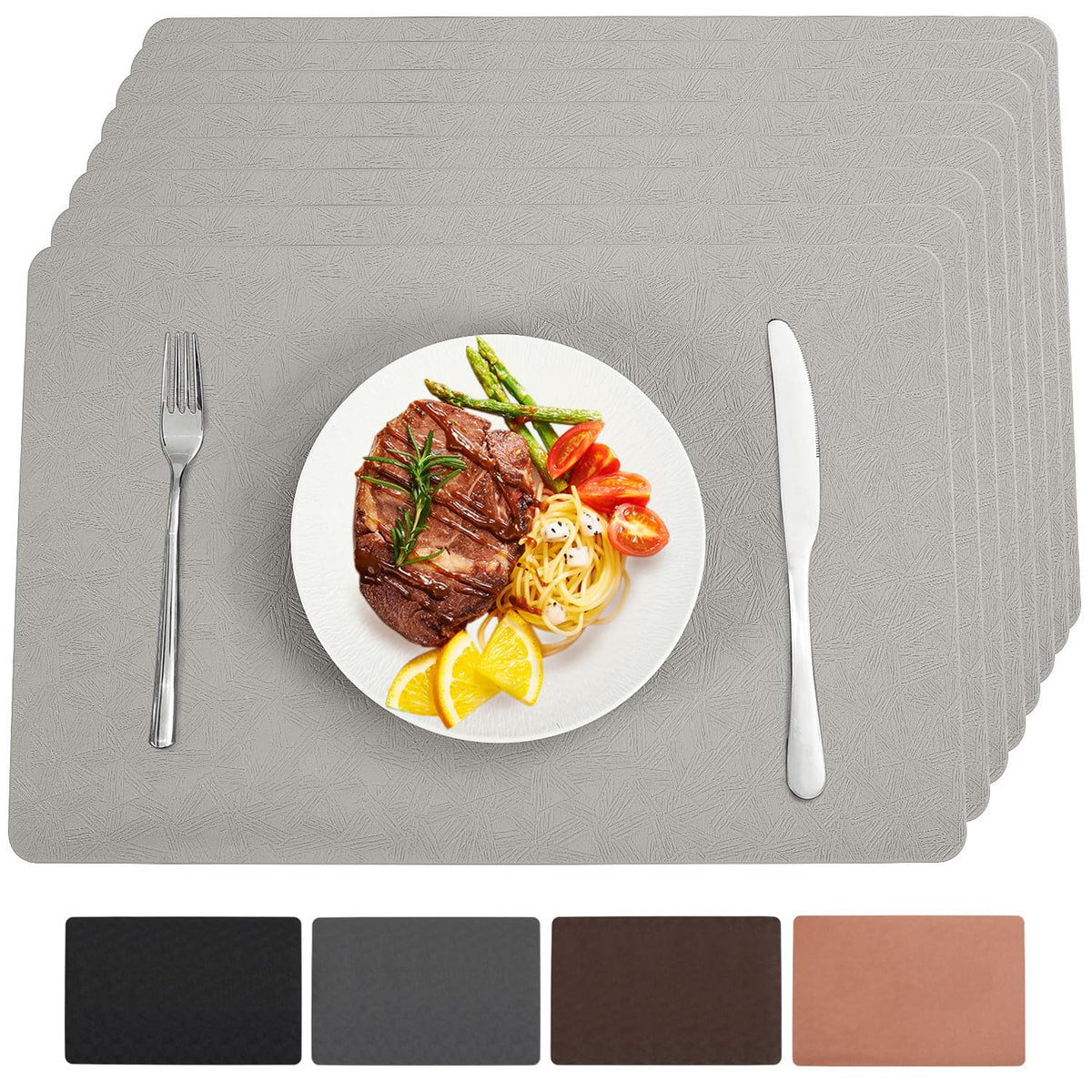 Black Halloween Vinyl Placemats Set of 6 Waterproof Table Mats