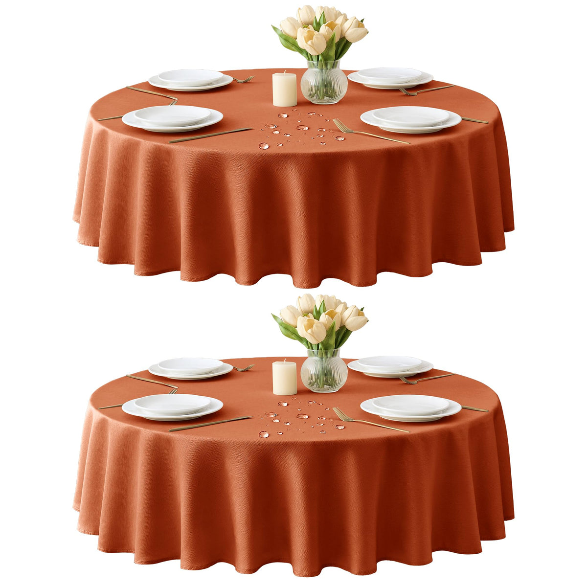 Fall Tablecloths Rectangular 6ft, Slub Texture, Waterproof, 2-Pack