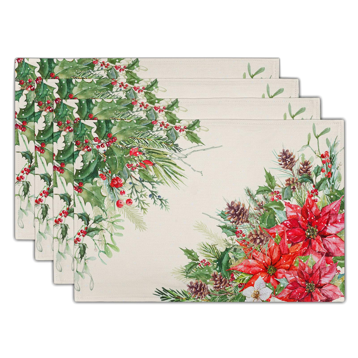 Giwawa Boho Ethnic Placemats Set of 4 Vintage Orange Brown Retro Flower Decorative Linen Table Place Mats 12"x18" Rustic Country Style Floral Place Mats Heat Resistance for Kitchen Dining Farmhouse