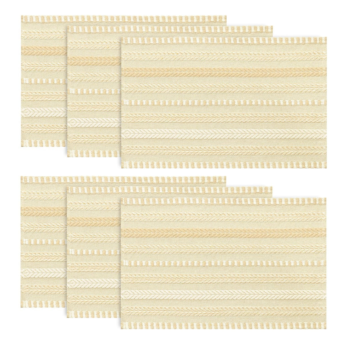Artoid Mode Light Coffee Woven Braided Stripe Placemats Set of 4-12x18 Inch