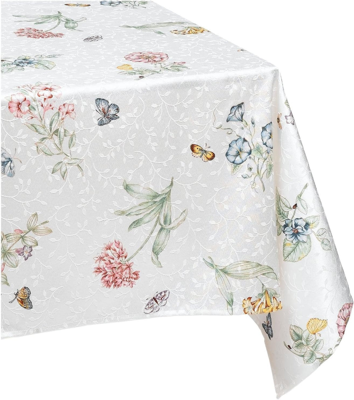 Lenox Butterfly Meadow Damask Tablecloth, Multicolor - 60" W x 84" L