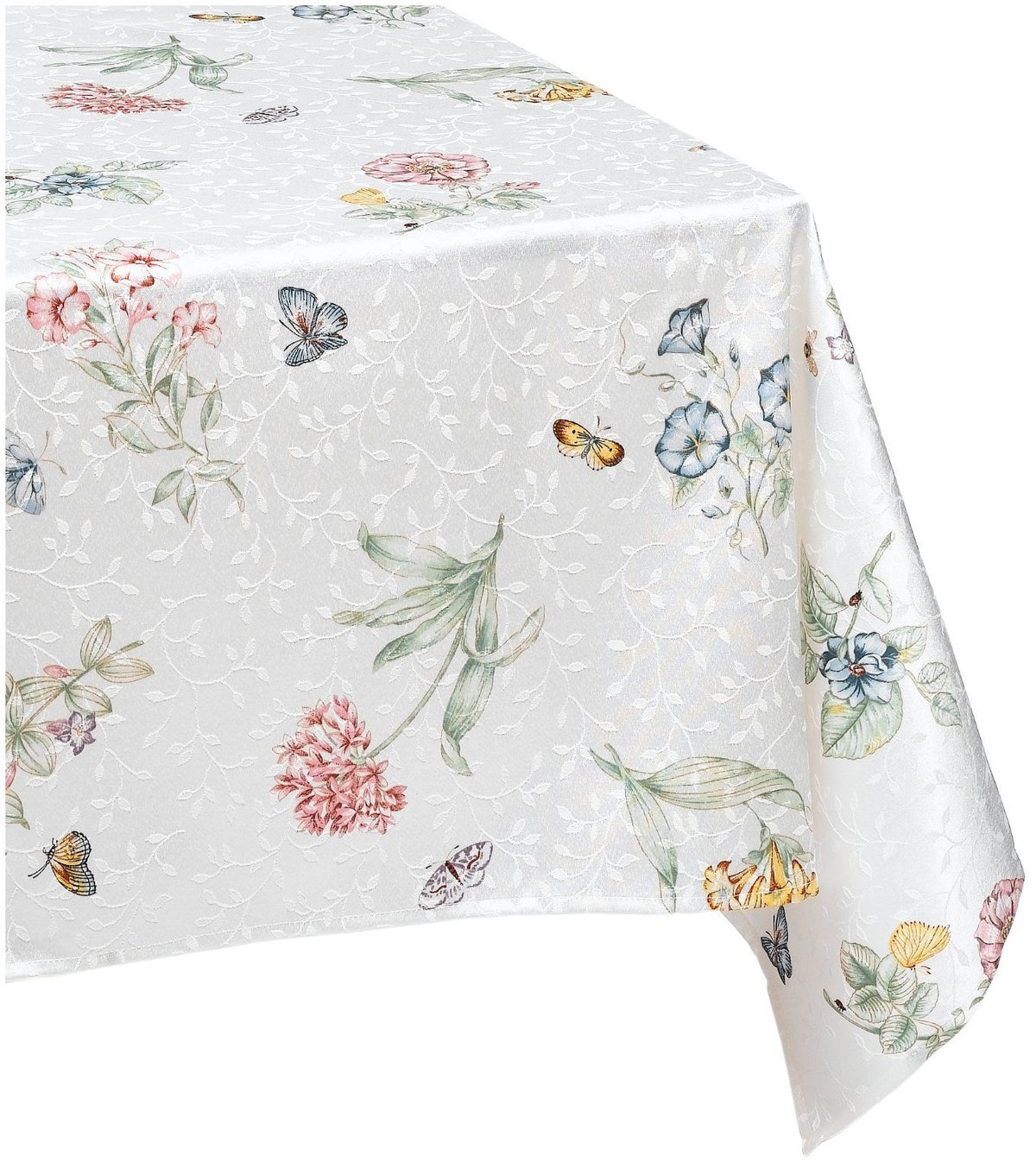 Lenox Butterfly Meadow Damask Tablecloth, Multicolor - 60" W x 84" L