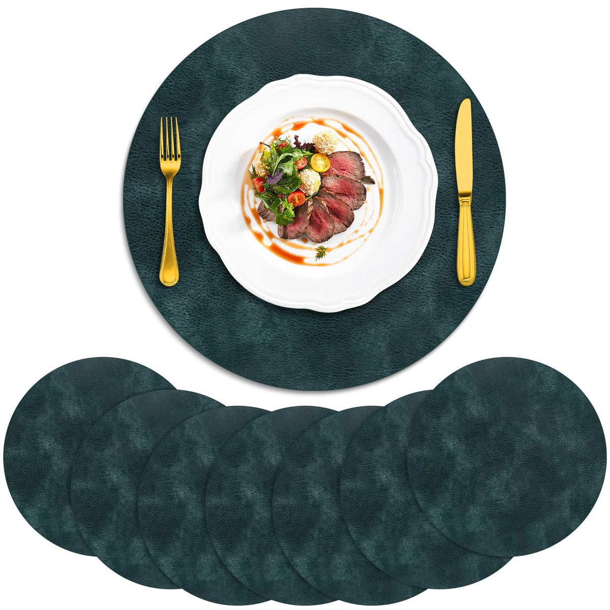 ADRIMER Placemats, Heat Resistant Oval Place Mats Set of 4 Easy to Clean