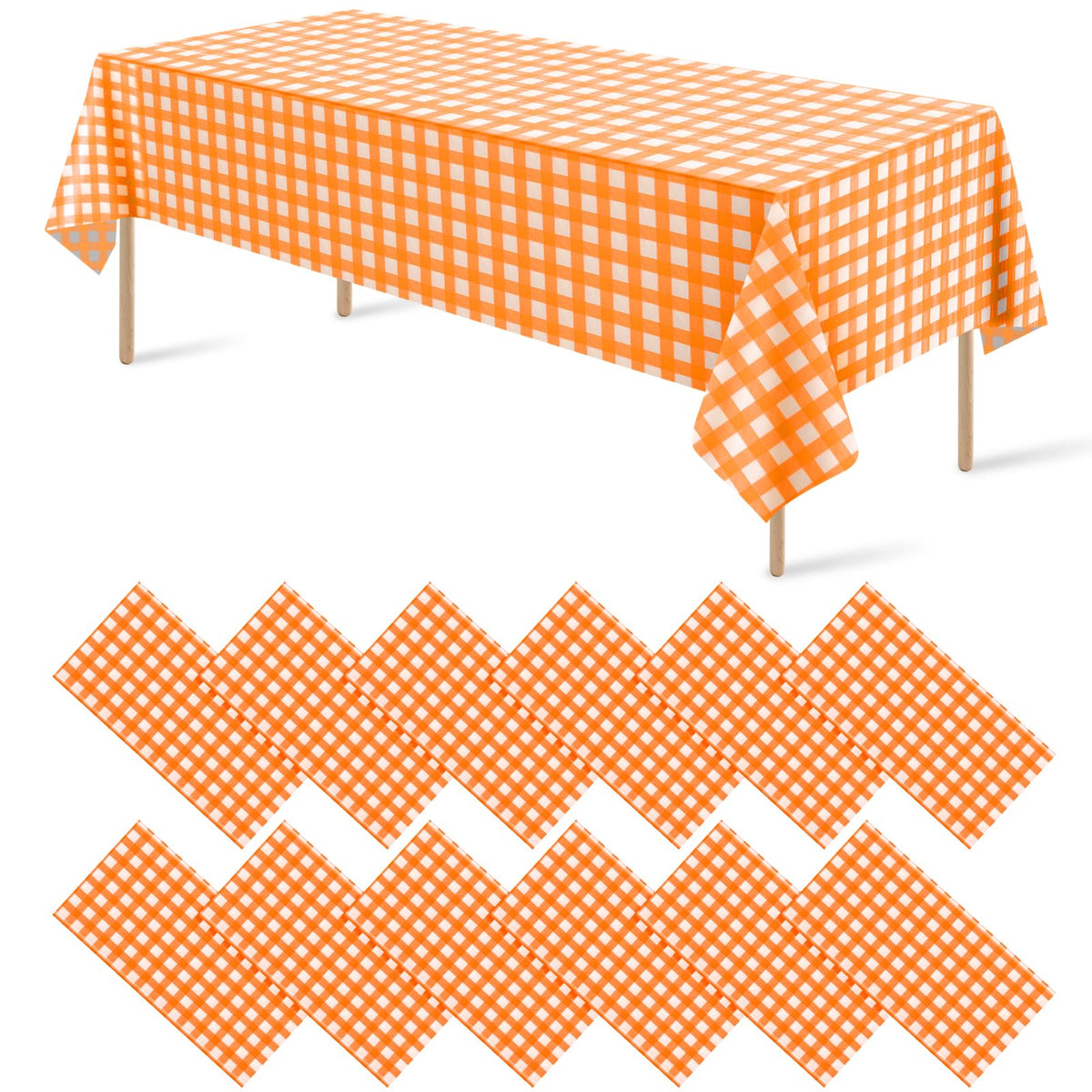 12Pack Sage Green Plastic Checkered Tablecloth, Premium Decorative Disposable Sage Green Gingham Plaid Table Cloths for Parties, Rectangle Party Table Cover for Picnic Birthday Wedding, 54x108 Inch