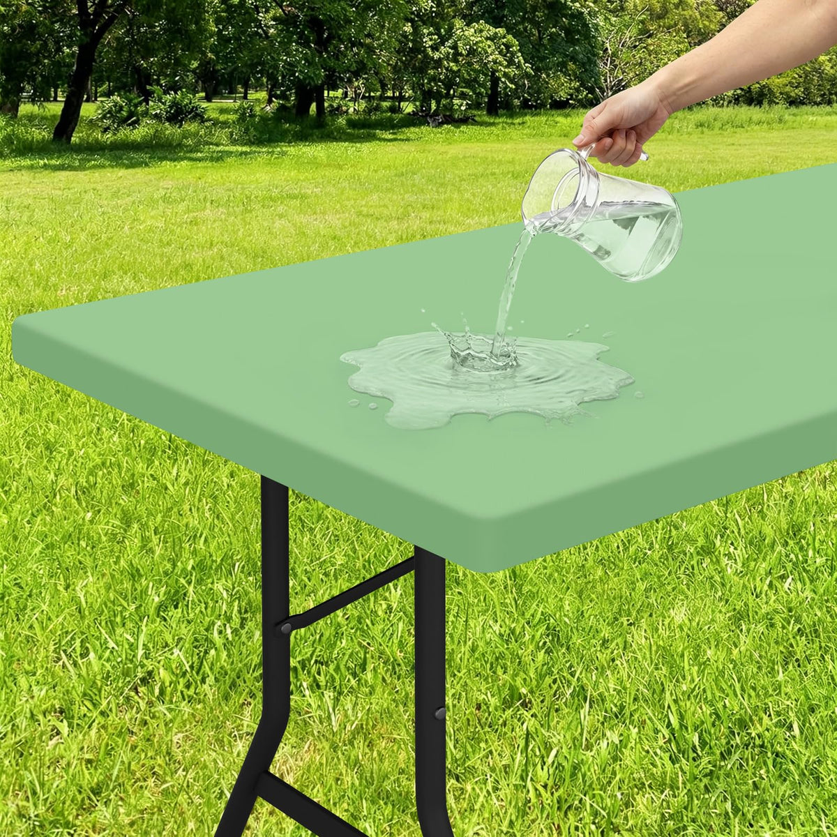 Smiry Rectangle Tablecloth, Elastic Fitted Flannel Backed Vinyl Tablecloths for 6ft Folding Tables, Waterproof Wipeable Table Covers for Indoor, Outdoor, Picnic and Camping (Red, 30"x72")