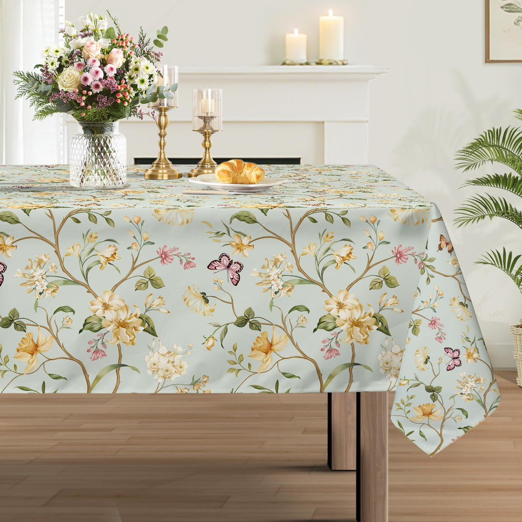 Spring Pink Flower Washable Rectangle Table Cloth 60x84inch
