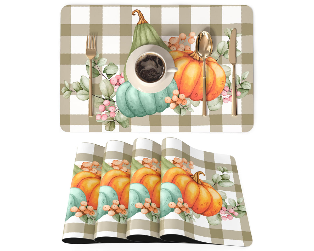 QIYI PU Leather Placemats Set of 6, 12"x18" Waterproof Table Mats, Marble