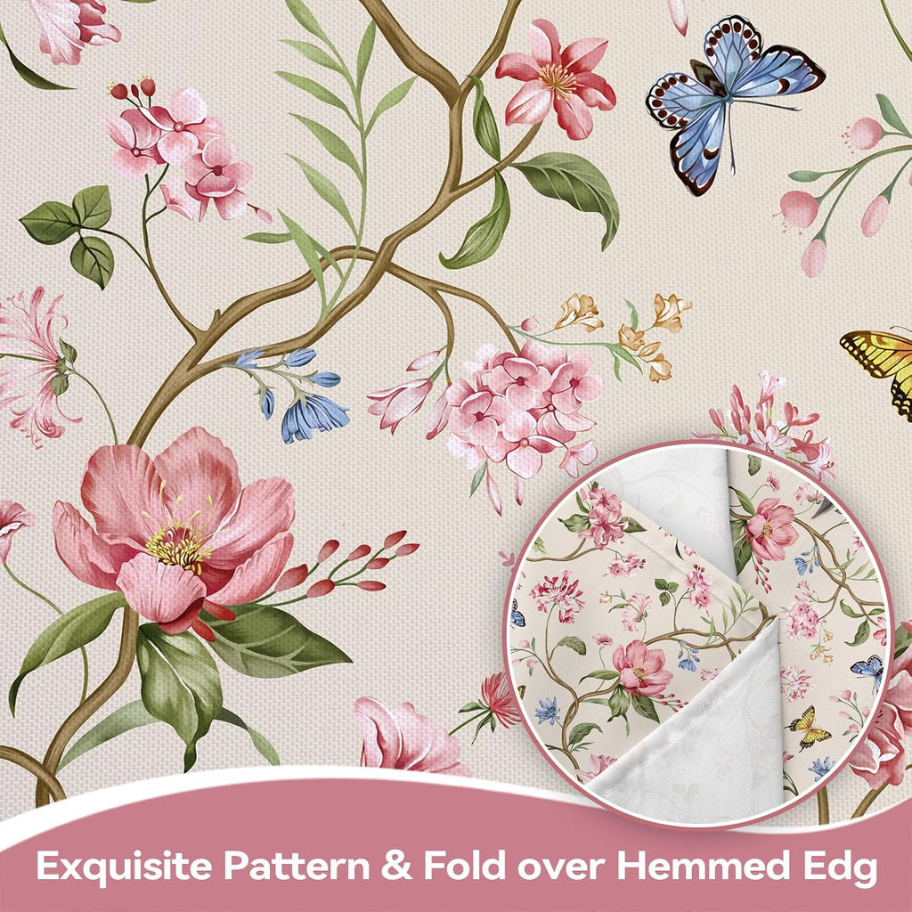 Spring Pink Flower Washable Rectangle Table Cloth 60x84inch