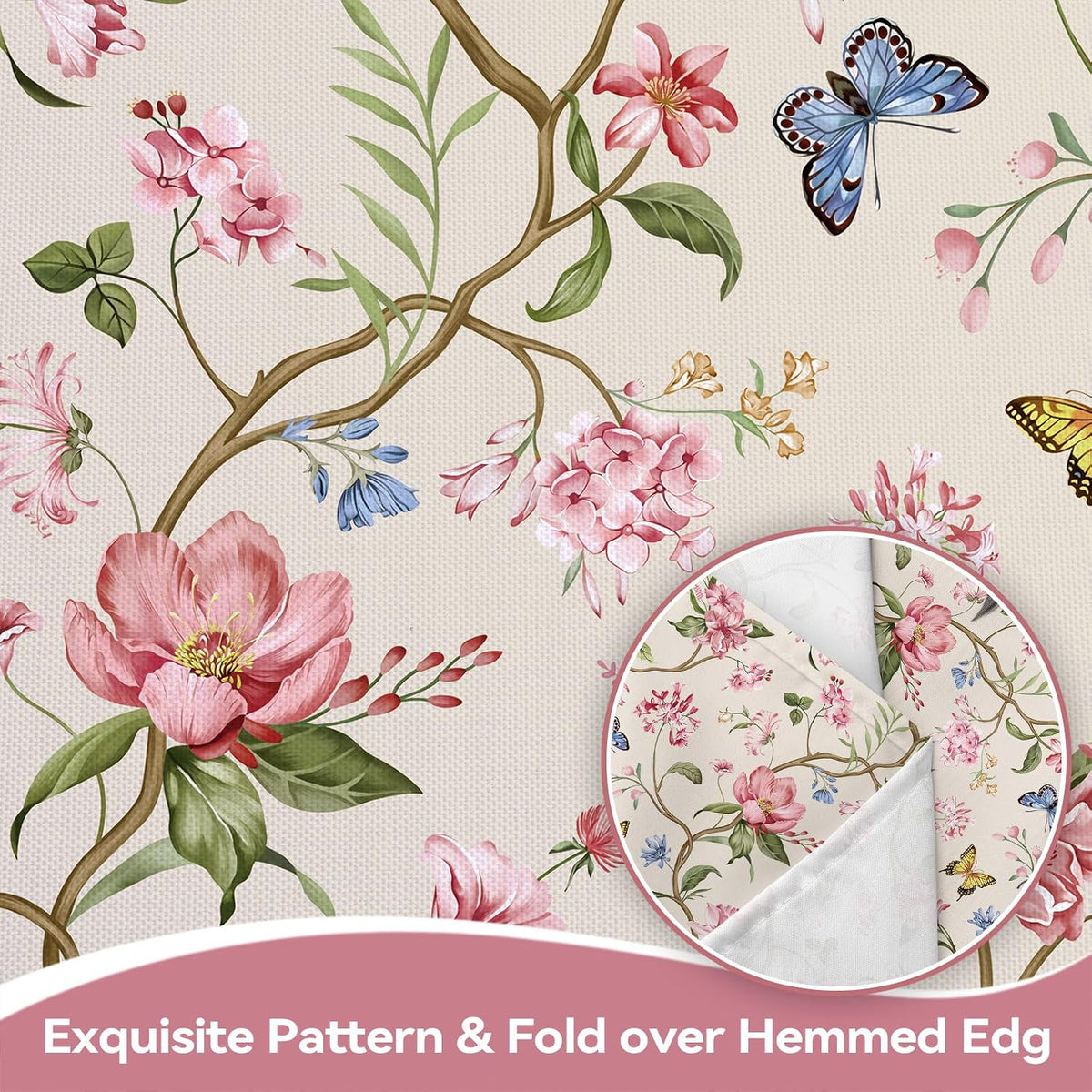 Spring Pink Flower Washable Rectangle Table Cloth 60x84inch
