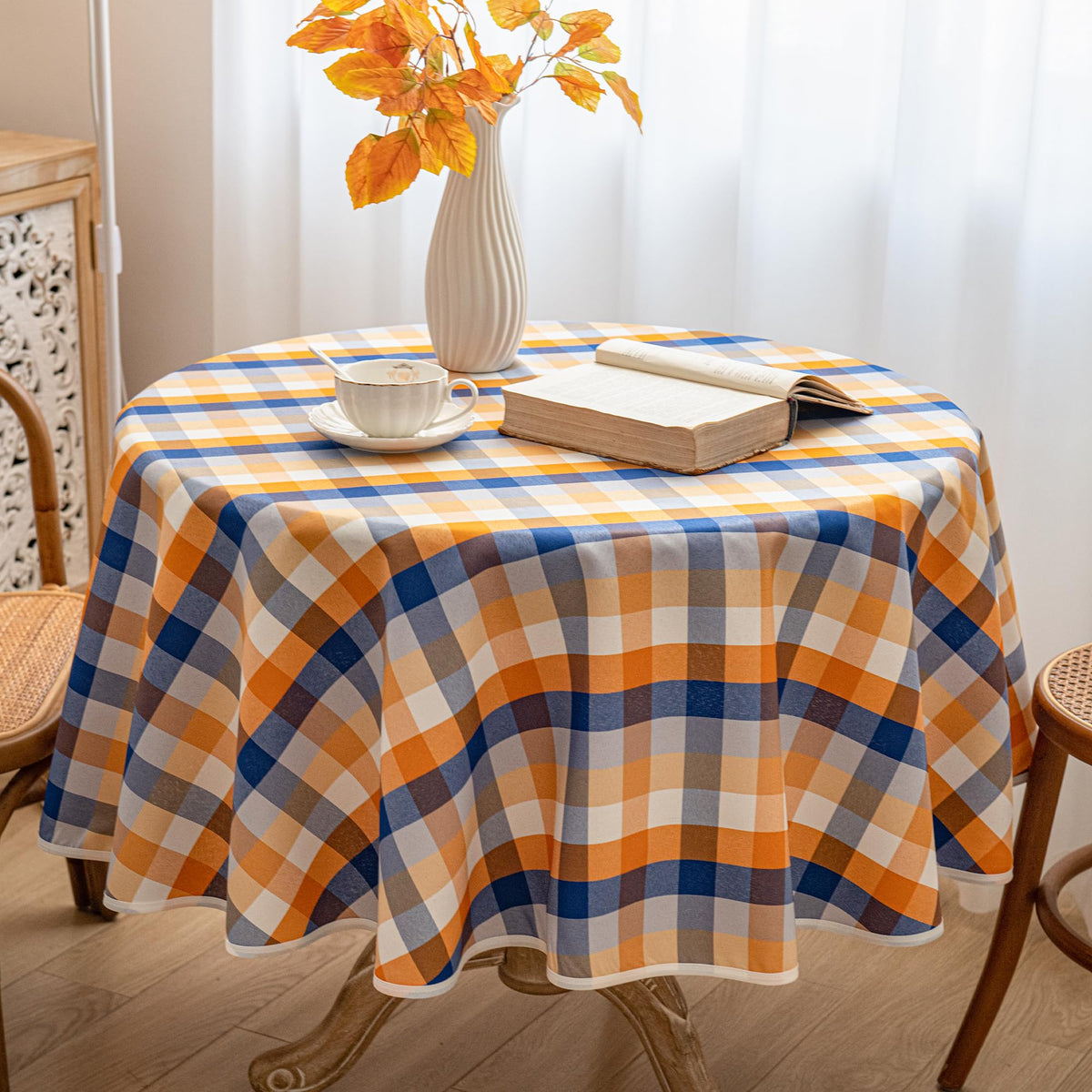 Red White Buffalo Plaid Waterproof Tablecloth for Outdoor Use Picnic Table Cover for Holiday Dinner, Farmhouse Kitchen, Patio Dining, Reusable Checkered Table Cloth, W60 x L84 in