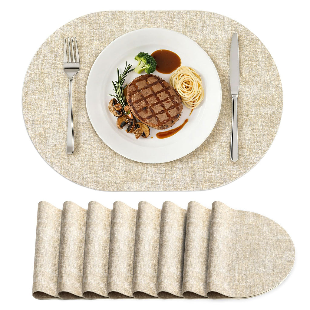 homing Heat Resistant Oval Placemats Set of 6, Light Grey