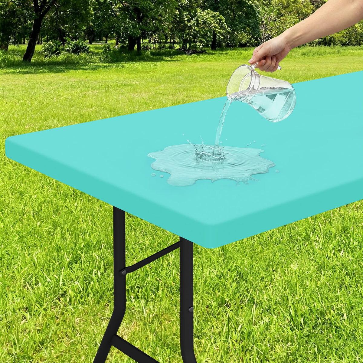 Smiry Rectangle Tablecloth, Elastic Fitted Flannel Backed Vinyl Tablecloths for 6ft Folding Tables, Waterproof Wipeable Table Covers for Indoor, Outdoor, Picnic and Camping (Red, 30"x72")