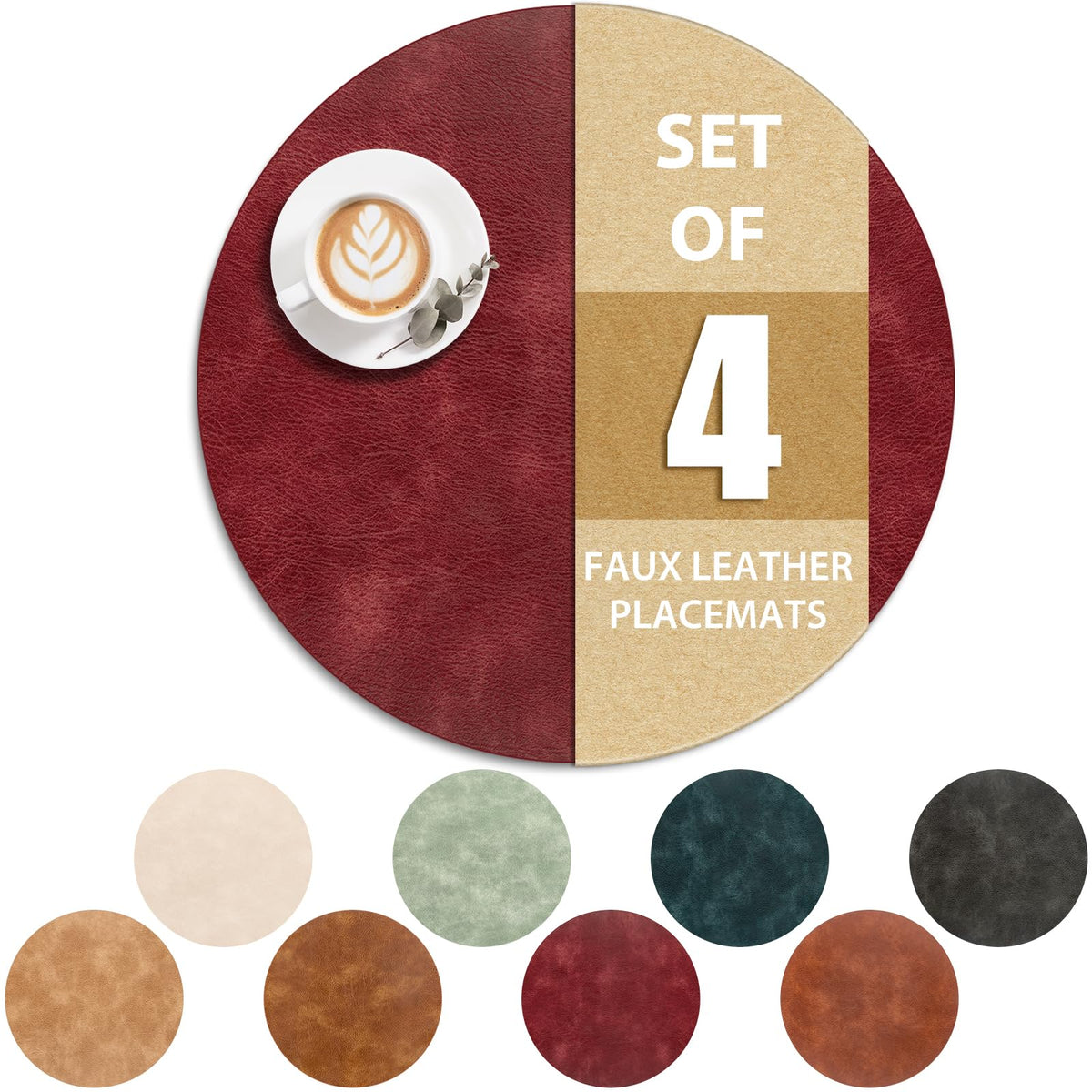 ADRIMER Placemats, Heat Resistant Oval Place Mats Set of 4 Easy to Clean