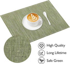 Niviy Placemats, Placemats Set of 4 Washable Place Mats, Green 12" x 18"